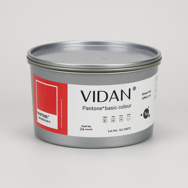 Vidan Pantone Orange 021 C - офсетная краска для листовой печати, 1кг