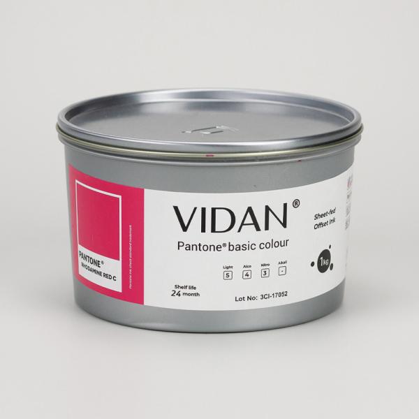 Vidan Pantone Rhodamine Red C - офсетная краска для листовой печати, 1кг