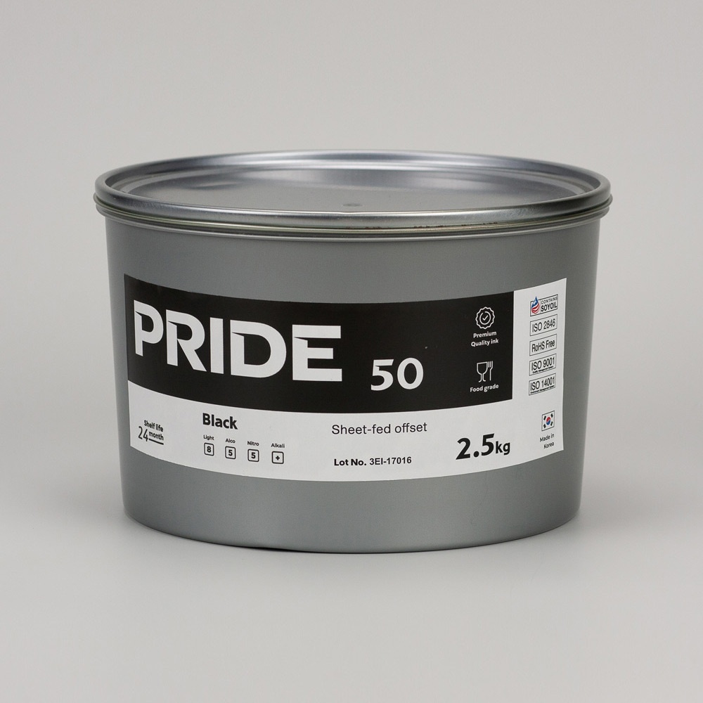 Pride 50 black - офсетная краска для листовой печати черная, 2,5кг
