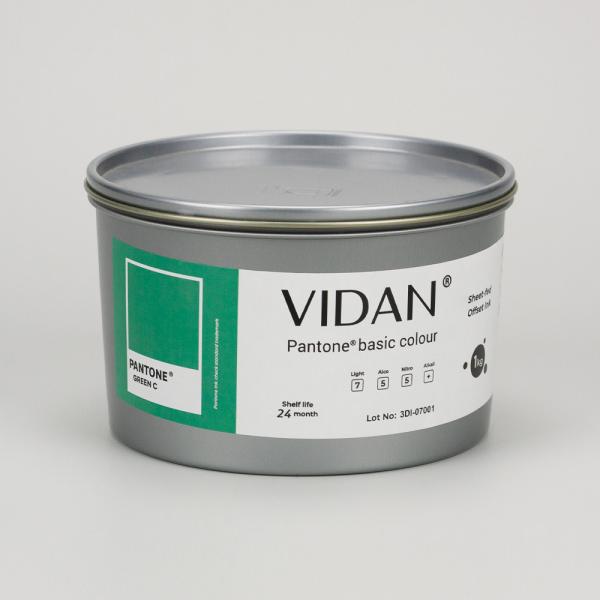 Vidan Pantone Green C - офсетная краска для листовой печати, 1кг