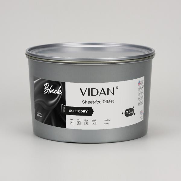 Vidan Super Dry black - быстросохнущая офсетная краска для листовой печати черная, 2,5кг