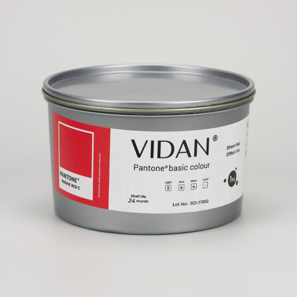 Vidan Pantone Rubine Red C - офсетная краска для листовой печати, 1кг
