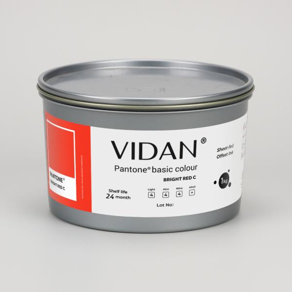 Vidan Pantone Bright Red C - офсетная краска для листовой печати, 1кг