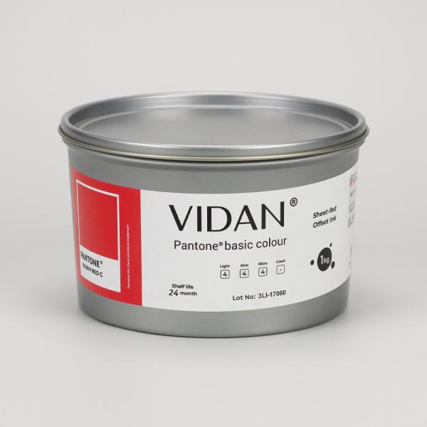 Vidan Pantone Warm Red C - офсетная краска для листовой печати 1кг